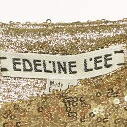 Pre Owned Edel'ine L'ee Gold Sequin Belted Pedernal Dress S