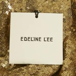 Pre Owned Edel'ine L'ee Gold Sequin Belted Pedernal Dress S
