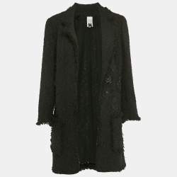 Edward Achour Paris Tweed Applique Detail Open Front Coat M