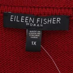 مملوكة مسبقًا Eileen Fisher Red Merino Wool Knit Full Sleeve Sweater XXL