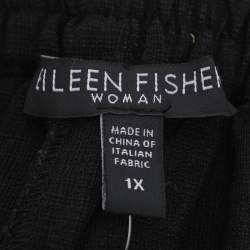 Pre Owned Eileen Fisher Black Linen Blend Straight Pants XXL
