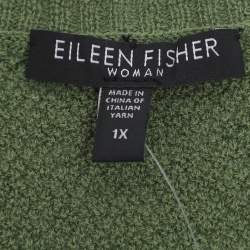Pre Owned Eileen Fisher Green Knit Wool Cardigan XXL