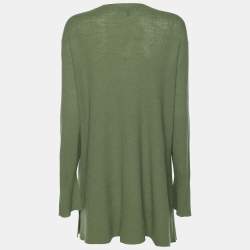 Pre Owned Eileen Fisher Green Knit Wool Cardigan XXL