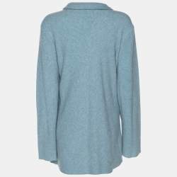 Pre Owned Eileen Fisher Blue Wool Button Front Blazer XXL