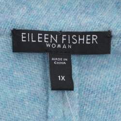 Pre Owned Eileen Fisher Blue Wool Button Front Blazer XXL