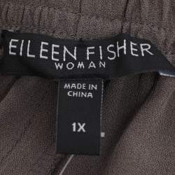 Pre Owned Eileen Fisher Grey Crepe Wide Leg Trousers XXL