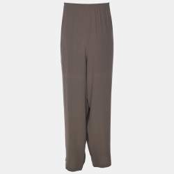 Pre Owned Eileen Fisher Grey Crepe Wide Leg Trousers XXL