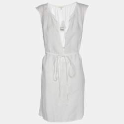 Pre Owned Eileen Fisher White Linen Belted Dress XXL