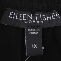 مملوكة مسبقًا بنطلون إيلين فيشر حرير أسود ضخم جدًا