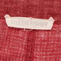 Pre Owned Eileen Fisher Red Linen Mid-Length Coat M