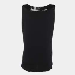 Pre Owned Elena Miro Black Jersey Paillettes Tops XL