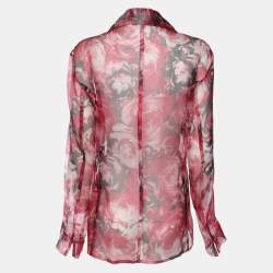 Pre Owned Elena Miro Pink Floral Print Knit Blazer XXL