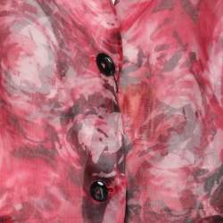 Pre Owned Elena Miro Pink Floral Print Knit Blazer XXL
