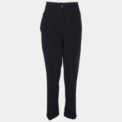 Pre Owned Elena Miro Navy Blue Jersey Crystal Embellished Pants XXL