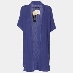 Pre Owned Elena Miro Blue Knit Cardigan L