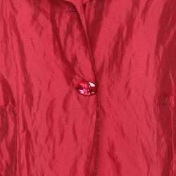 Pre Owned Elena Miro Red Lurex Knit Crinkled Belted Blazer XXL