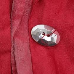Pre Owned Elena Miro Red Lurex Knit Crinkled Belted Blazer XXL
