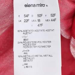 Pre Owned Elena Miro Red Lurex Knit Crinkled Belted Blazer XXL