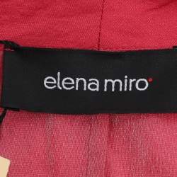 Pre Owned Elena Miro Red Lurex Knit Crinkled Belted Blazer XXL