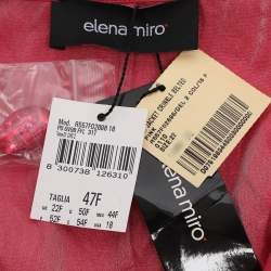 Pre Owned Elena Miro Red Lurex Knit Crinkled Belted Blazer XXL