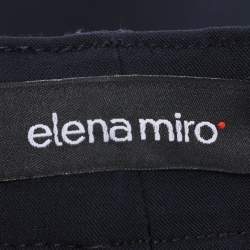 Pre Owned Elena Miro Navy Blue Jersey Wide Leg Trousers XL