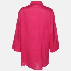 مملوكة مسبقًا Elena Miro Pink Ramie 3/4 Sleeve Shirt XL