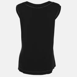 مملوكة مسبقًا توب إلينا ميرو جيرسيه أسود بدون أكمام مقاس كبير (لارج)