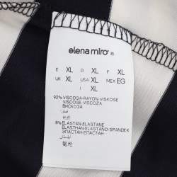 مملوكة مسبقًا تي شيرت إيليينا ميرو جيرسي مخطط أزرق/كريمي مزين بأكمام كاملة مقاس كبير جداً (اكسترا لارج)