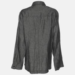 Pre Owned Elena Miro Grey Linen Marble Stirup Long Sleeve Shirt L