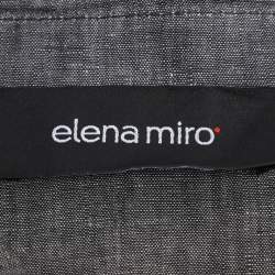 Pre Owned Elena Miro Grey Linen Marble Stirup Long Sleeve Shirt L