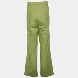 Pre Owned Elena Miro Green Stretch Cotton Wide Leg Pants XL