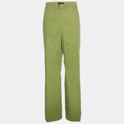 Pre Owned Elena Miro Green Stretch Cotton Wide Leg Pants XL
