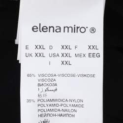Pre Owned Elena Miro Black/White Stretch Knit Crew Neck T-Shirt XXL
