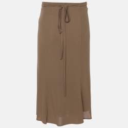 مملوكة مسبقًا تنورة إلينا ميرو كاكي جيرسي مع حزام ميدي مقاس كبير جداً - اكسترا لارج