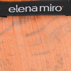Pre Owned Elena Miro Orange Printed Chiffon Blouse L