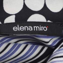 Pre Owned Elena Miro Black/White Printed Jersey Tops L