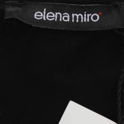 Pre Owned Elena Miro Black Jersey Ruched Neck Blouse L