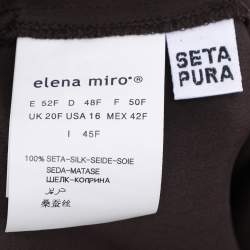 Pre Owned Elena Miro Dark Brown Chiffon Ruffle Front Long Sleeve Shirt L