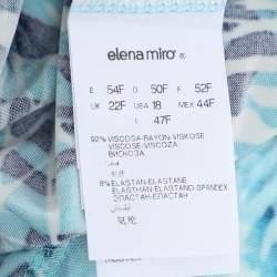 Pre Owned Elena Miro Blue Printed Jersey Sleeveless Midi Dress XL