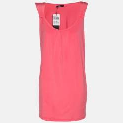 Pre Owned Elena Miro Pink Jersey Sleeveless Tops L