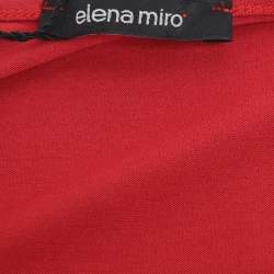 Pre Owned Elena Miro Red Jersey Crystal Embellished V Neck Tops L