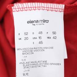 Pre Owned Elena Miro Red Jersey Crystal Embellished V Neck Tops L