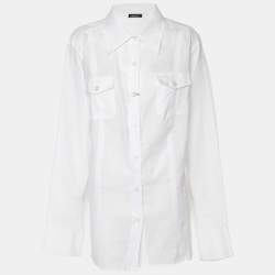 Pre Owned Elena Miro White Linen Button Front Shirt XXXL