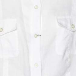 Pre Owned Elena Miro White Linen Button Front Shirt XXXL