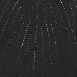 Pre Owned Elena Miro Dark Grey Jersey Embellished V Neck Top XXL