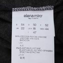 Pre Owned Elena Miro Dark Grey Jersey Embellished V Neck Top XXL