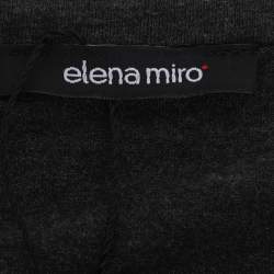 Pre Owned Elena Miro Dark Grey Jersey Embellished V Neck Top XXL