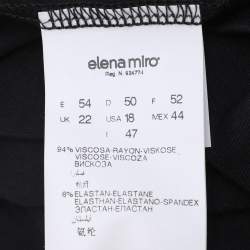 Pre Owned Elena Miro Black Jersey Embellished V Neck Top XXL