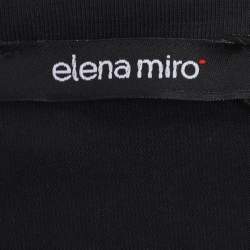 Pre Owned Elena Miro Black Jersey Embellished V Neck Top XXL