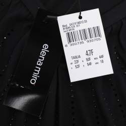 Pre Owned Elena Miro Black Jersey Embellished V Neck Top XXL